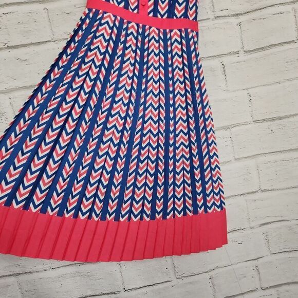 Modcloth Women's Just My Typist Pink Blue Print Sleeveless Collared Dress Sz XS - Picture 9 of 14